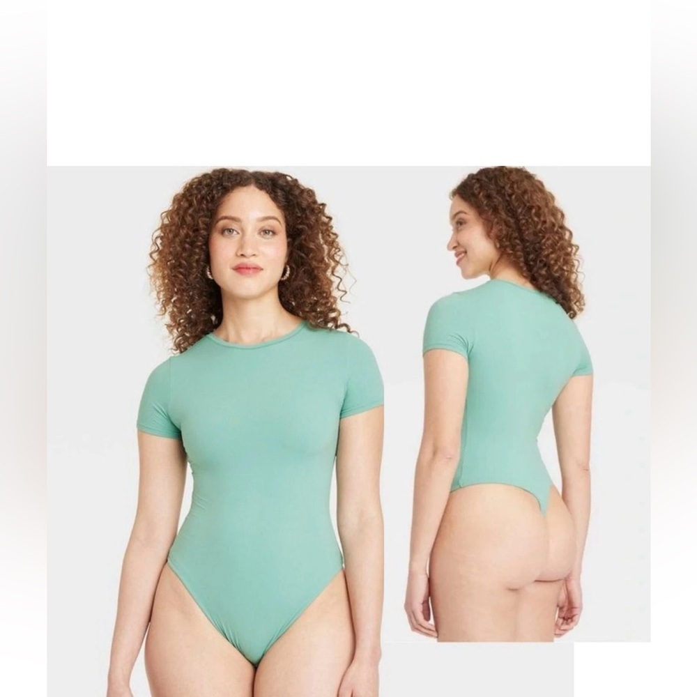 Auden Women's Luxury Collection 4-Way Stretch Long Bodysuit green